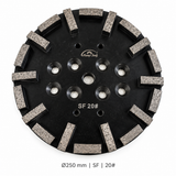 250 mm Diamond Grinding Plate for Concrete Floors – SF/HF, 20/30/60 Grit – black sf 20# single-product white-background view