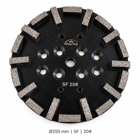 250 mm Diamond Grinding Plate for Concrete Floors – SF/HF, 20/30/60 Grit – black sf 20# single-product white-background view