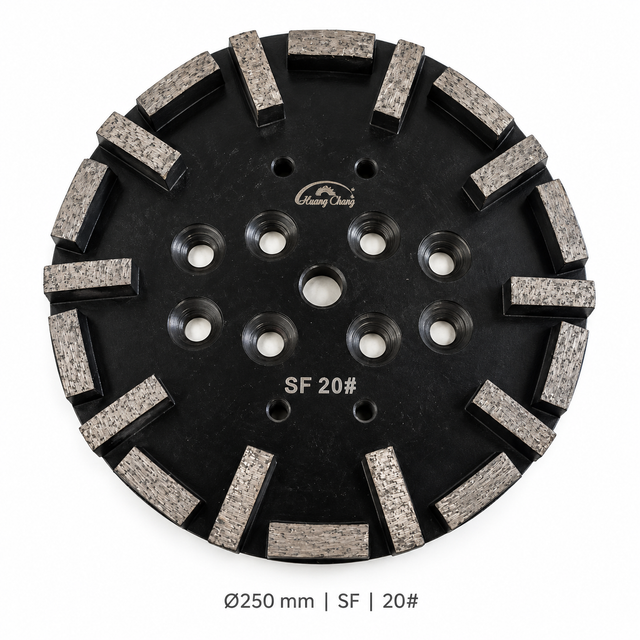 250 mm Diamond Grinding Plate for Concrete Floors – SF/HF, 20/30/60 Grit – black sf 20# single-product white-background view