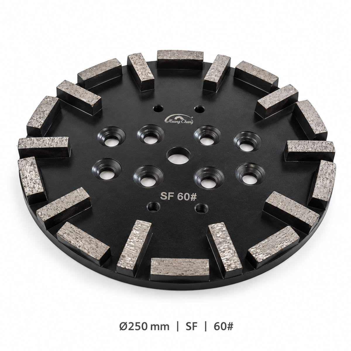 250 mm Diamond Grinding Plate for Concrete Floors – SF/HF, 20/30/60 Grit – black sf 60# angled single-product view
