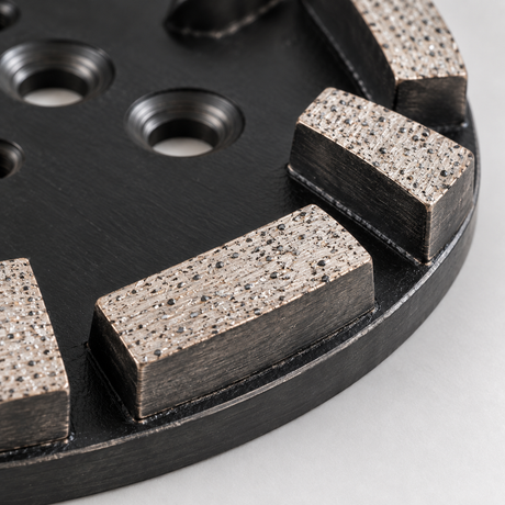 250 mm Diamond Grinding Plate for Concrete Floors – SF/HF, 20/30/60 Grit – segment texture and metal bond detail