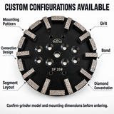 250 mm Diamond Grinding Plate for Concrete Floors – SF/HF, 20/30/60 Grit – custom configuration and mounting check