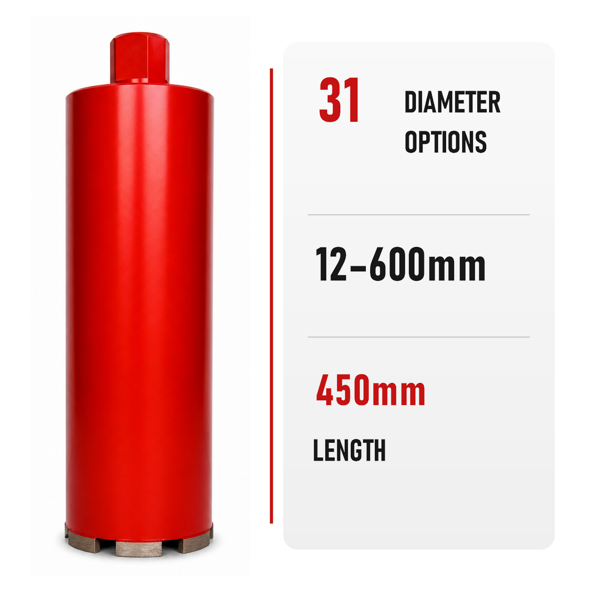 HUANG CHANG diamond core drill bit with 31 diameter options from 12 to 600mm and 450mm length