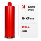 HUANG CHANG diamond core drill bit with 31 diameter options from 12 to 600mm and 450mm length