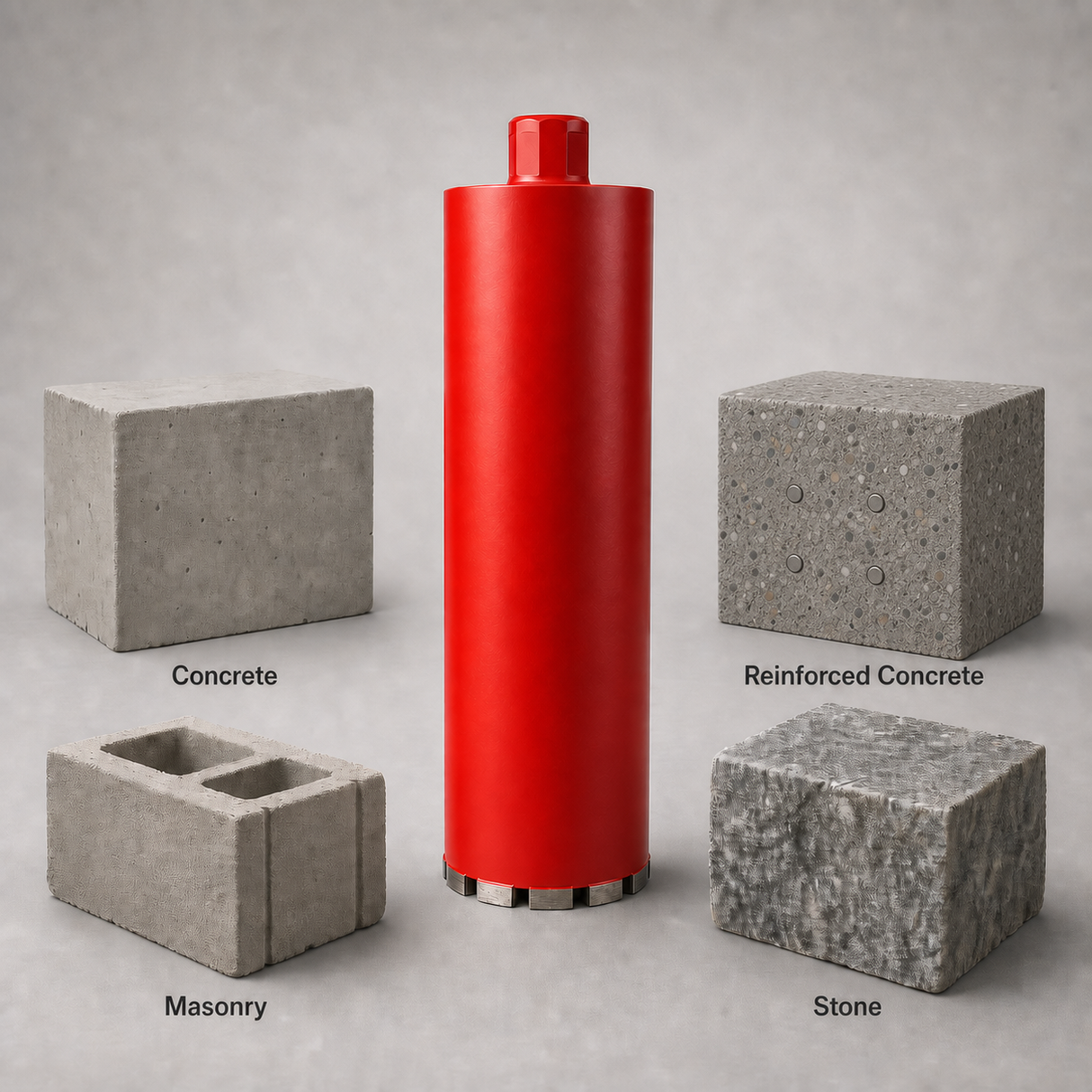 Diamond core drill bit applications for concrete, reinforced concrete, masonry and stone