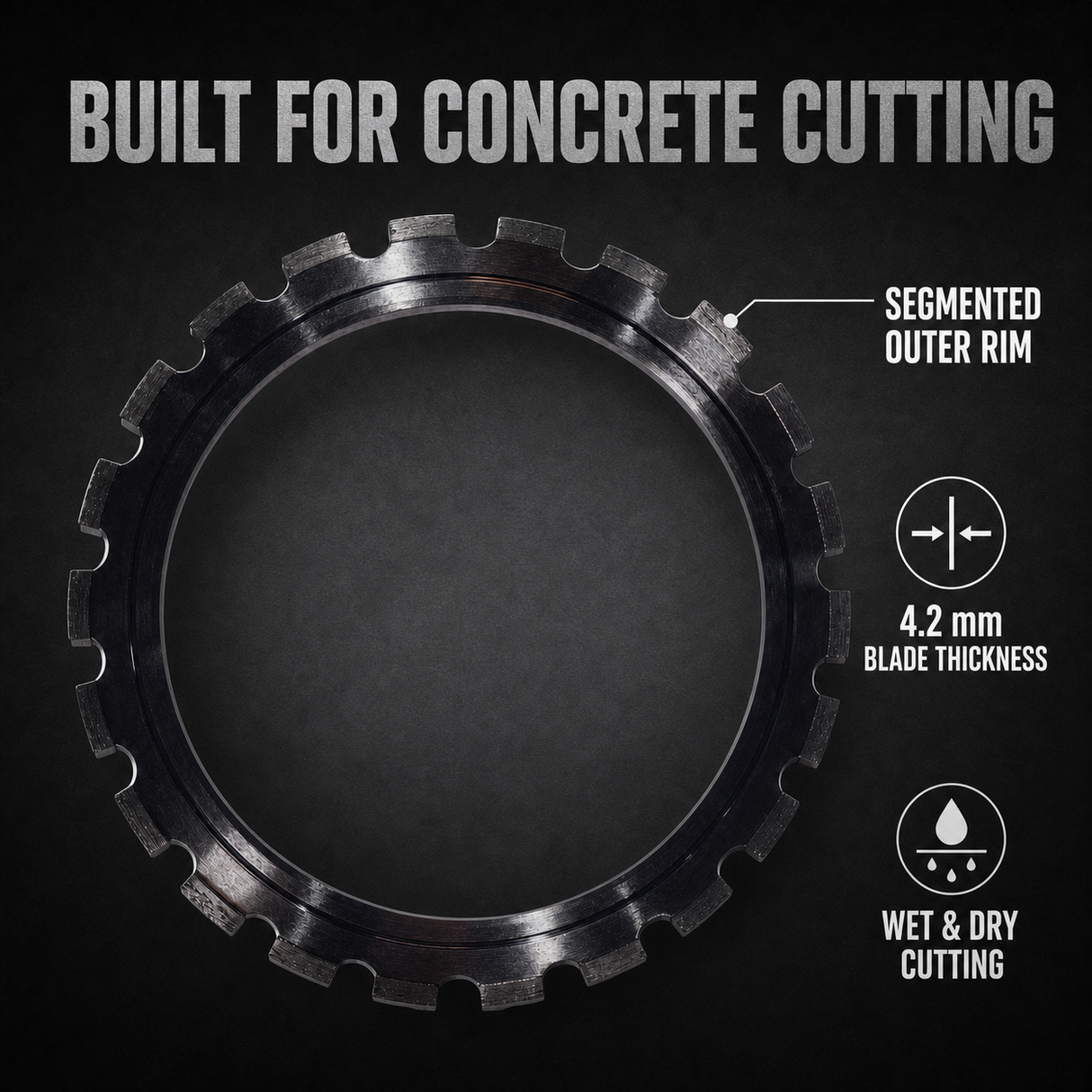 Laser-Welded Diamond Ring Saw Blade for Concrete, 370–520 mm – application and control view