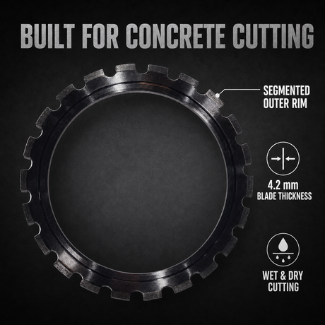 Laser-Welded Diamond Ring Saw Blade for Concrete, 370–520 mm – application and control view