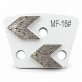 White MF16 double-arrow grinding shoe, medium bond for medium concrete