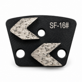 Black SF16 double-arrow grinding shoe, soft bond for hard concrete