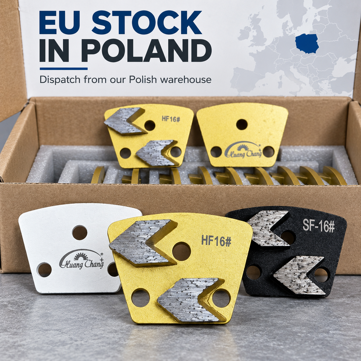 HF16, MF16 and SF16 grinding shoes with stock boxes in Poland