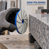 Illustration of a stationary polishing wheel positioned beside a supported granite straight edge.