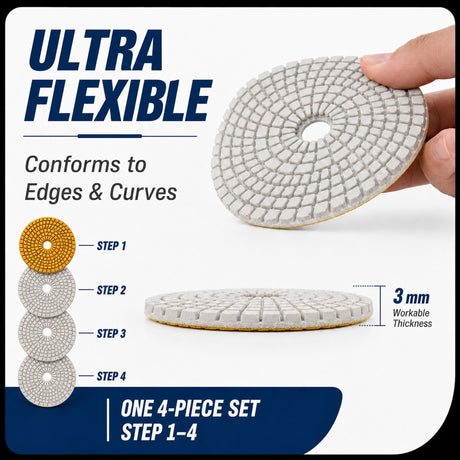 4 Inch 4-Step Wet/Dry Diamond Polishing Pad Set