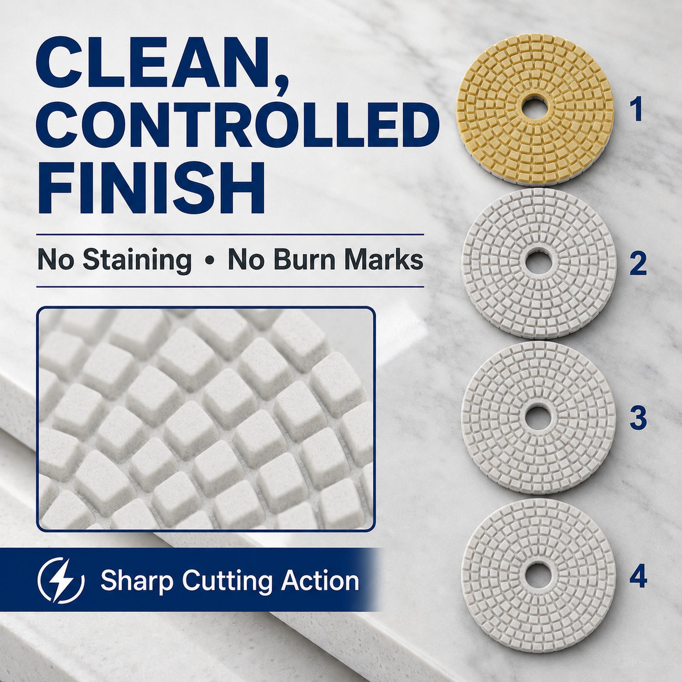 4 Inch 4-Step Wet/Dry Diamond Polishing Pad Set