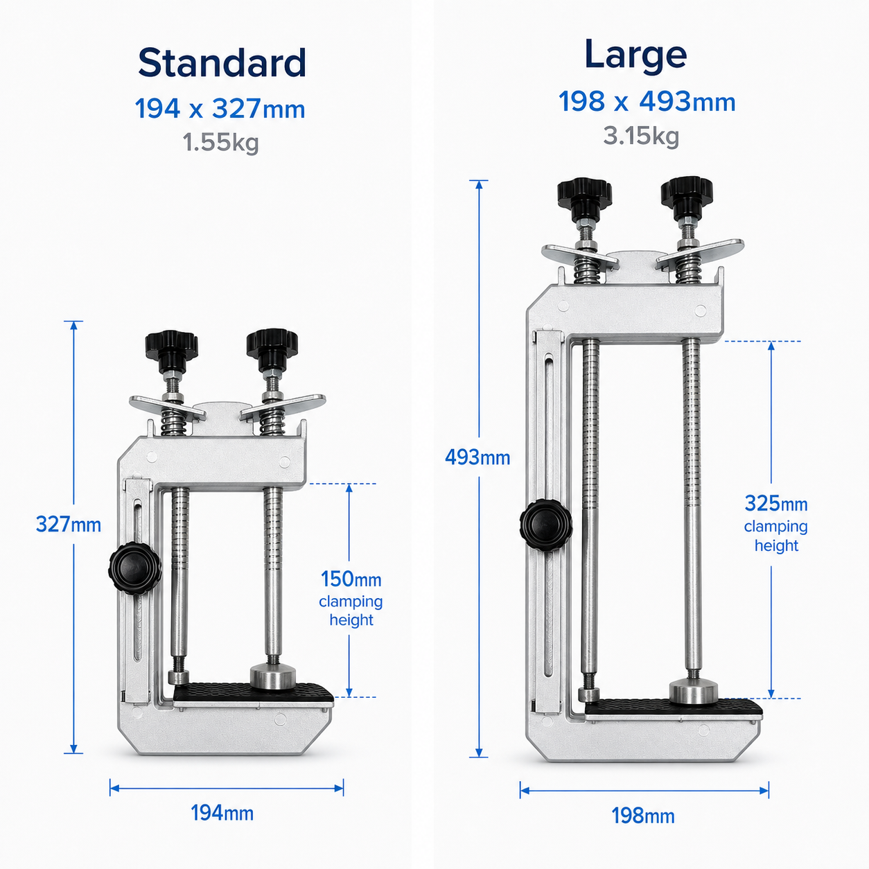 stone mitre clamp size and clamping height specification
