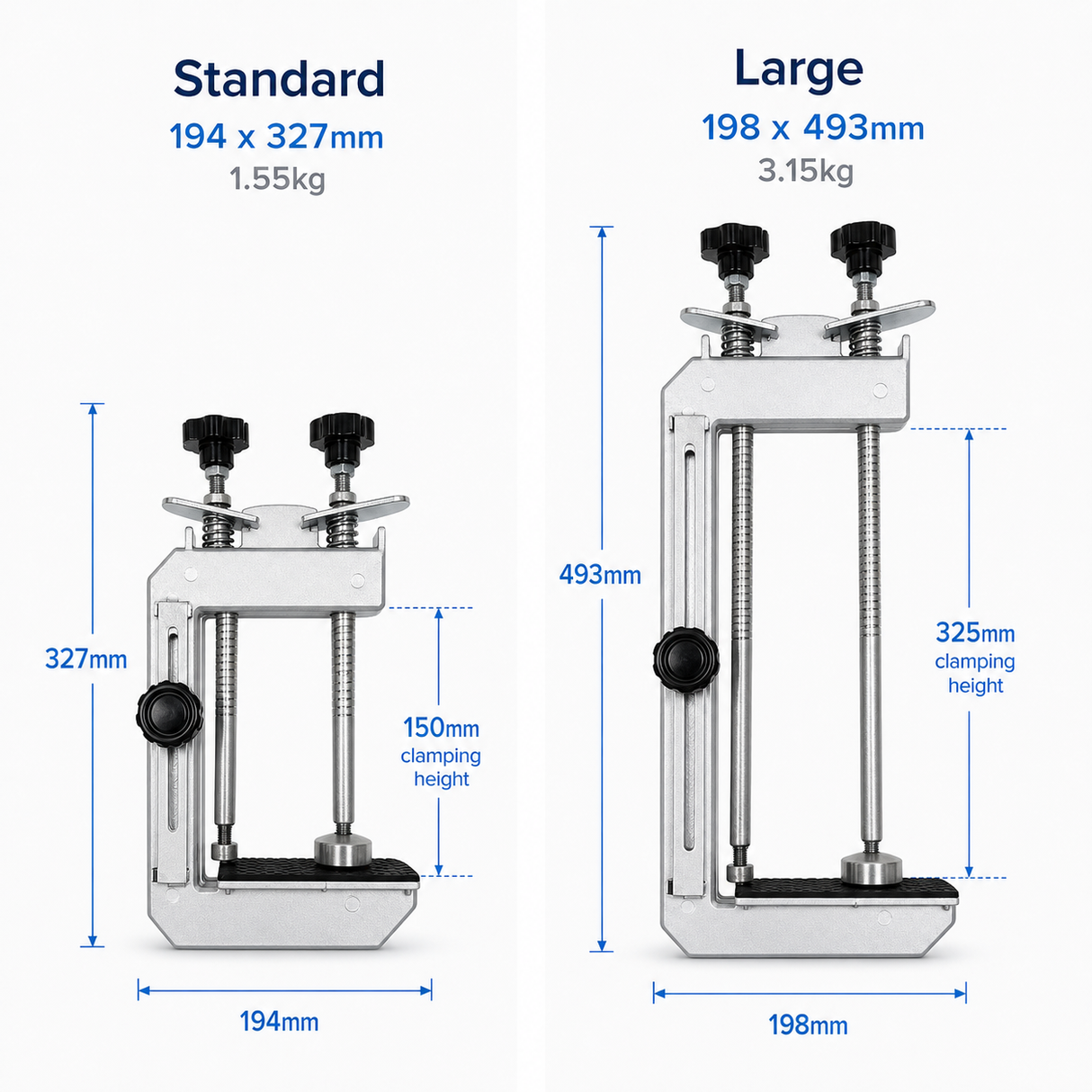 stone mitre clamp size and clamping height specification
