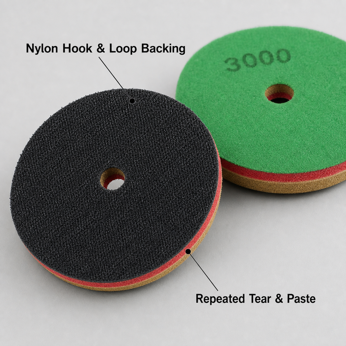 nylon hook and loop backing for sponge polishing pads