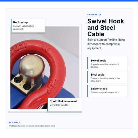HUANG CHANG STONE LIFTER AUTOMATIC - Swivel hook and steel cable