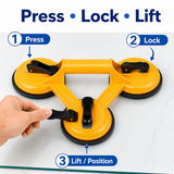 how to use three claw suction cup lifter press lock and lift