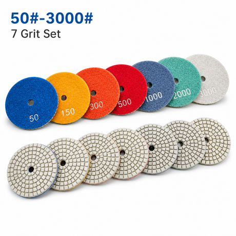 4 inch diamond wet polishing pads 50 to 3000 grit set