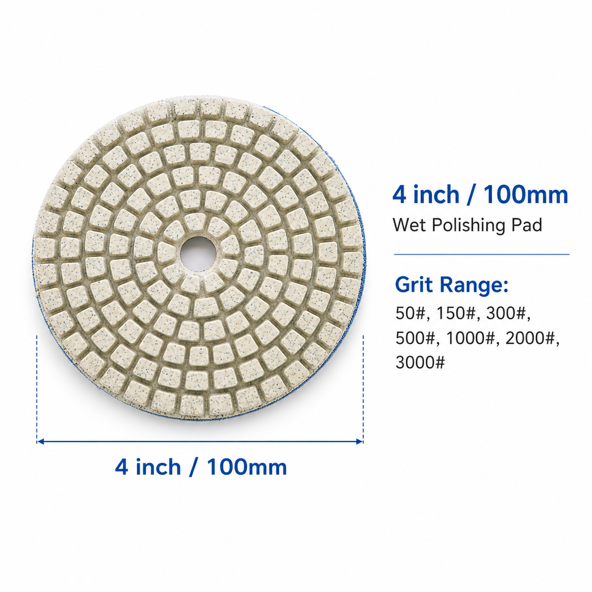 4 inch 100mm wet polishing pad specification