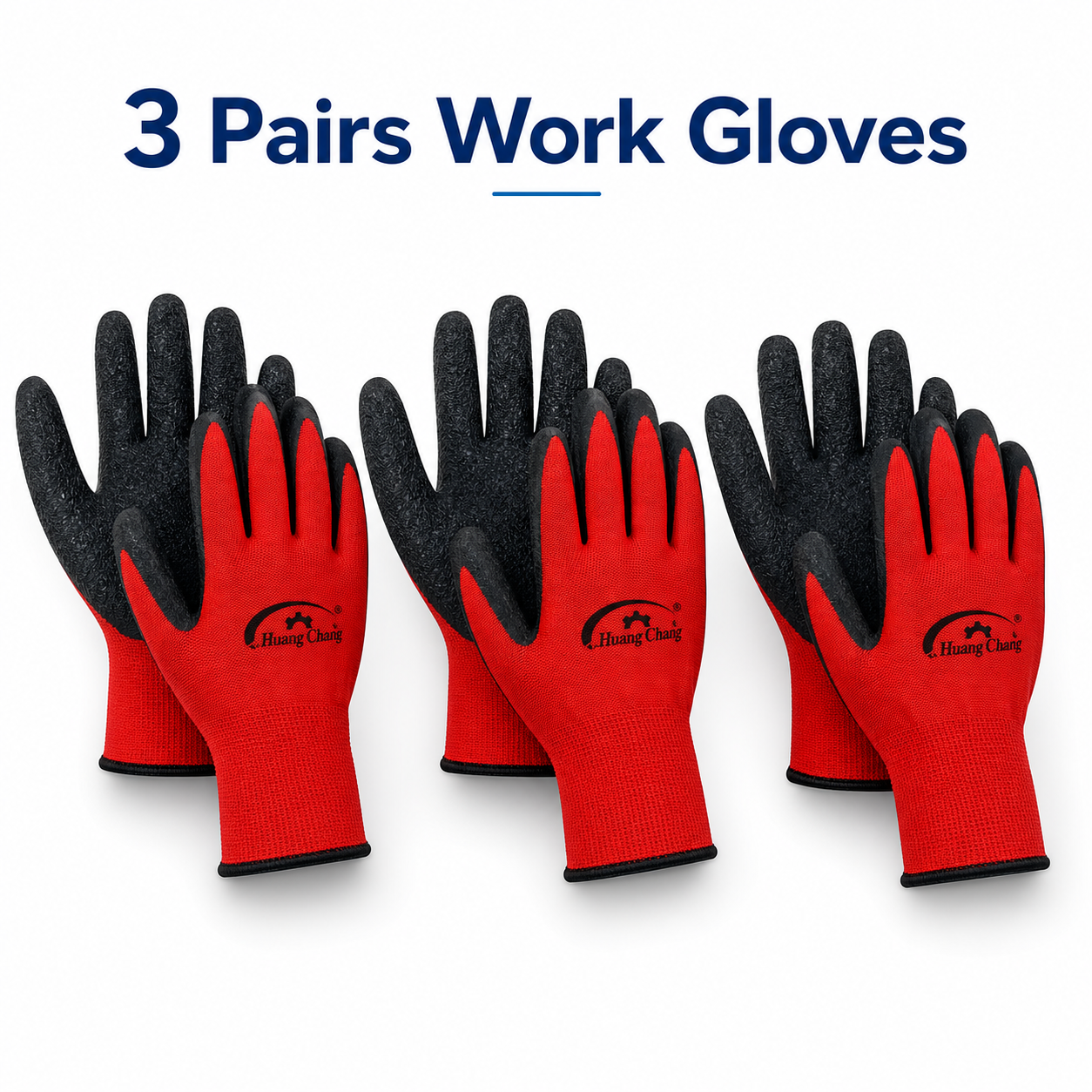 3 pairs nitrile coated work gloves for garden workshop cleaning