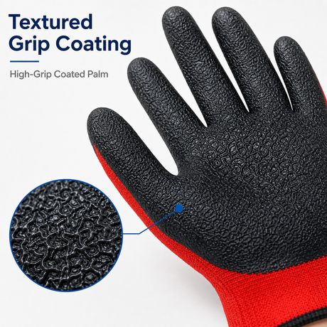 textured nitrile rubber grip coating work gloves
