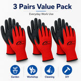 3 pairs reusable work gloves value pack